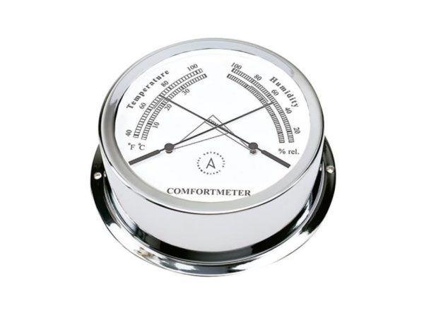 95mm thermo-hygrometer  Chromated brass  Easy fix